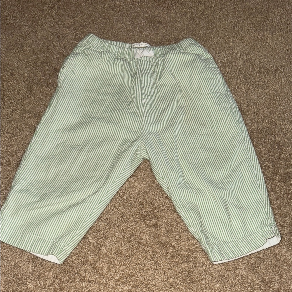 Pottery Barn Green Striped seersucker pajama Pants